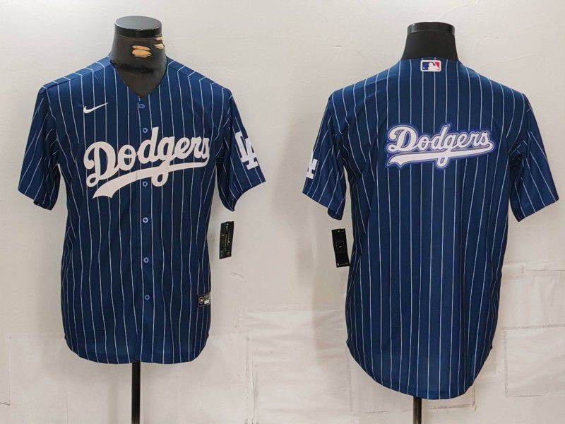 Men Los Angeles Dodgers Blank Blue Stripe Game 2024 Nike MLB Jersey style 5